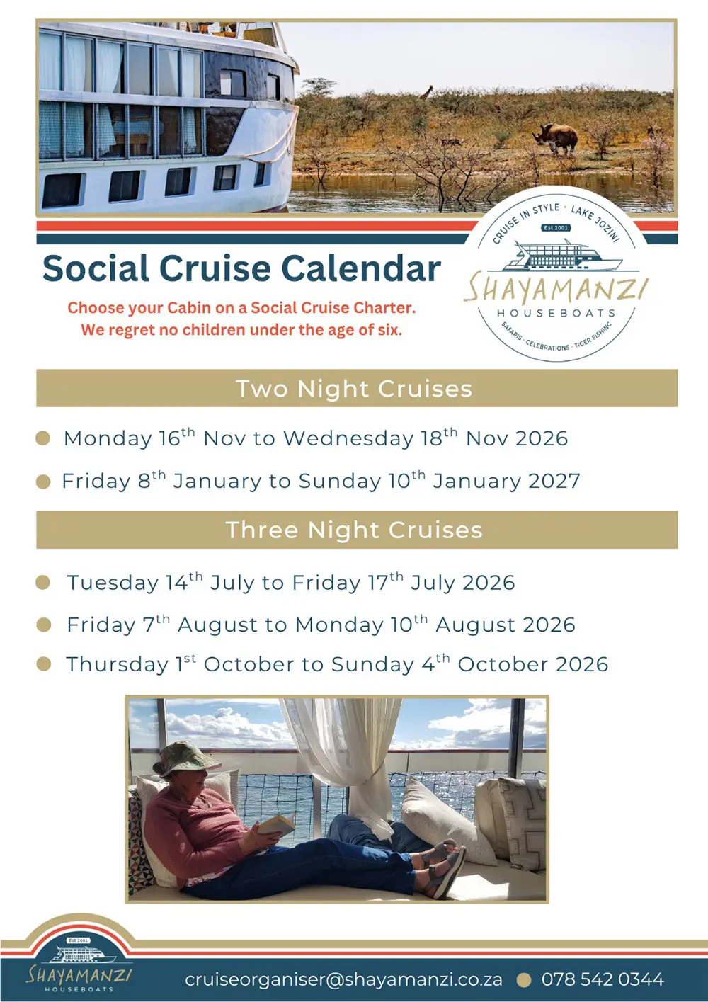 Shayamanzi Social-Cruise Calendar July 2026 to January 2027